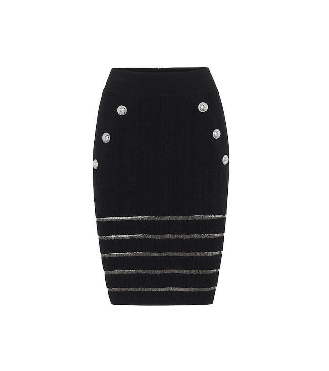 Falda lápiz 'navy', de Balmain