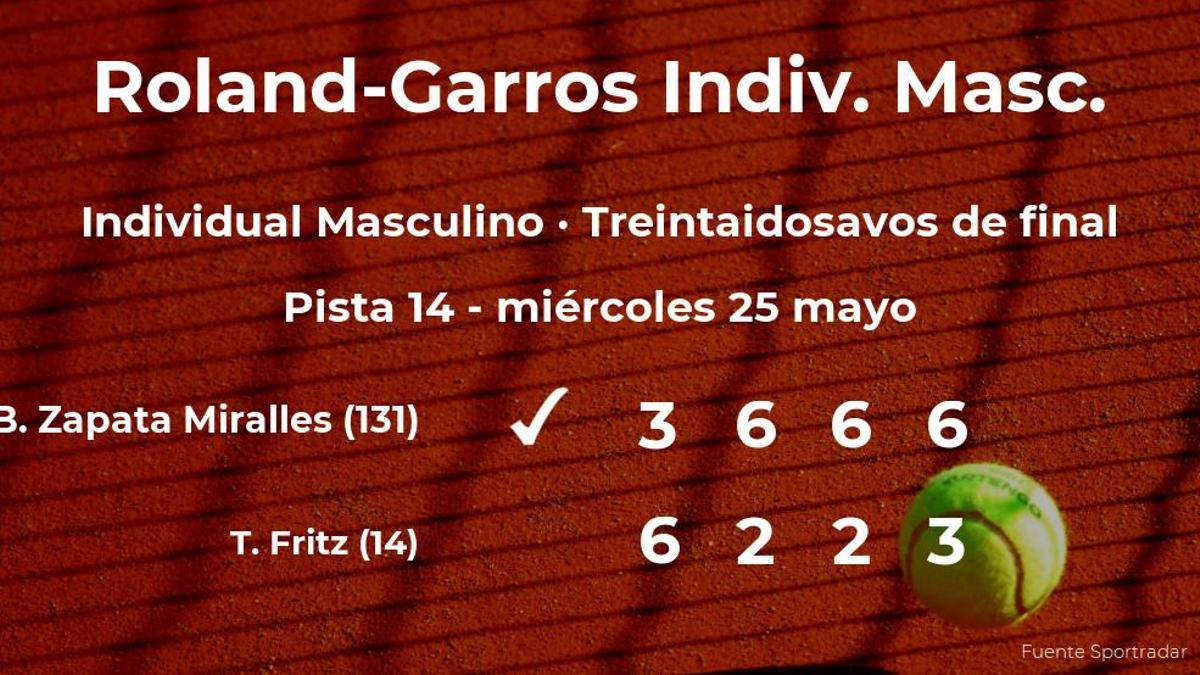 Bernabé Zapata Miralles estará en los dieciseisavos de final de Roland-Garros