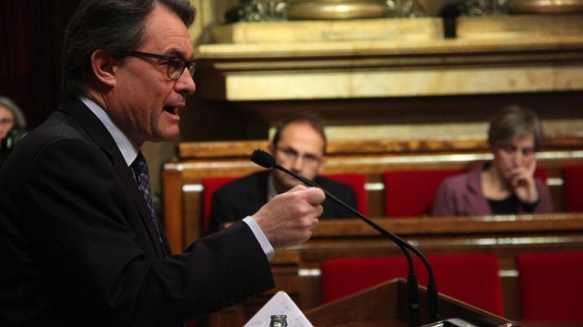 Artur Mas, en su intervención en el pleno sobre la pobreza, este miércoles.