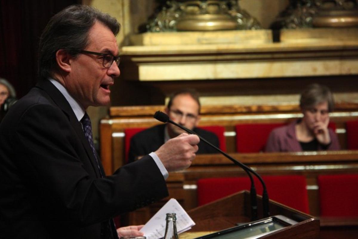 Artur Mas, en su intervención en el pleno sobre la pobreza, este miércoles.