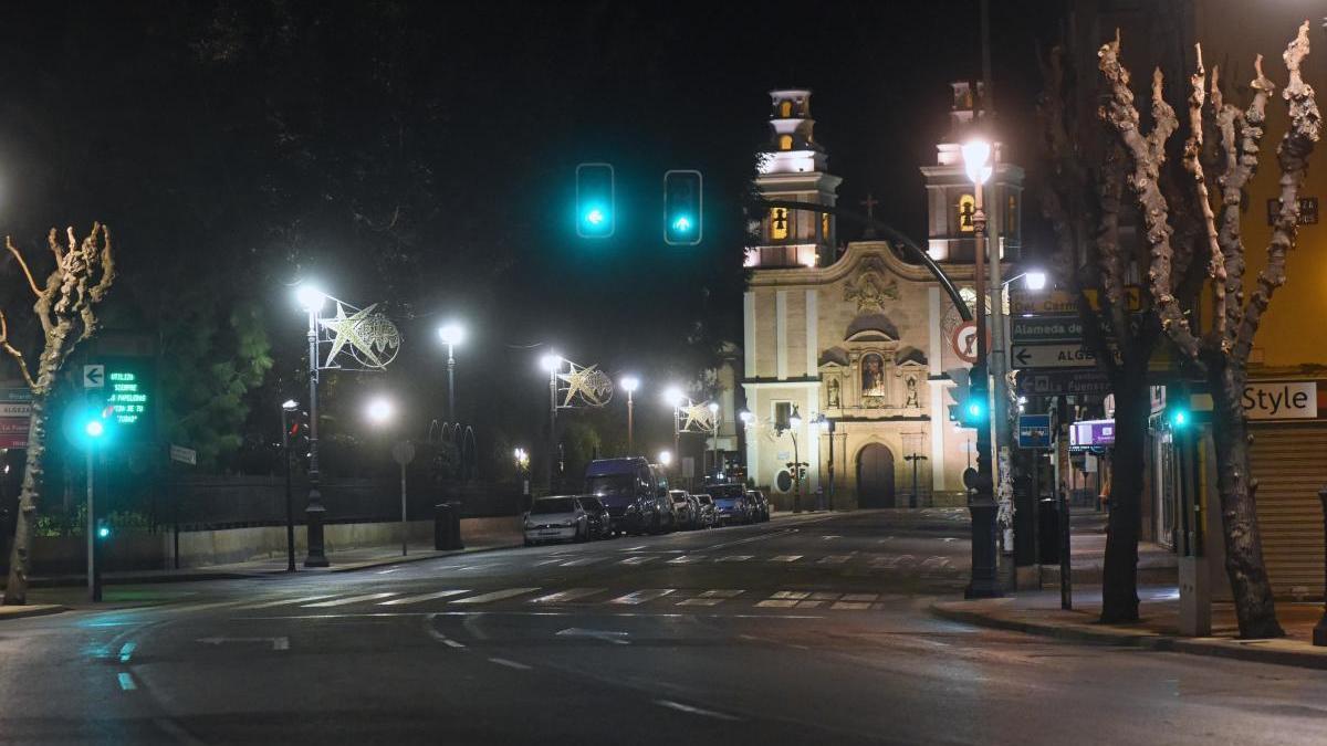 Calles de Murcia, vacías por la noche.