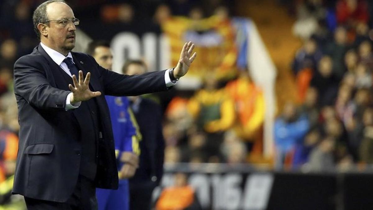 Benítez, en el partido de este pasado domingo en Mestalla.