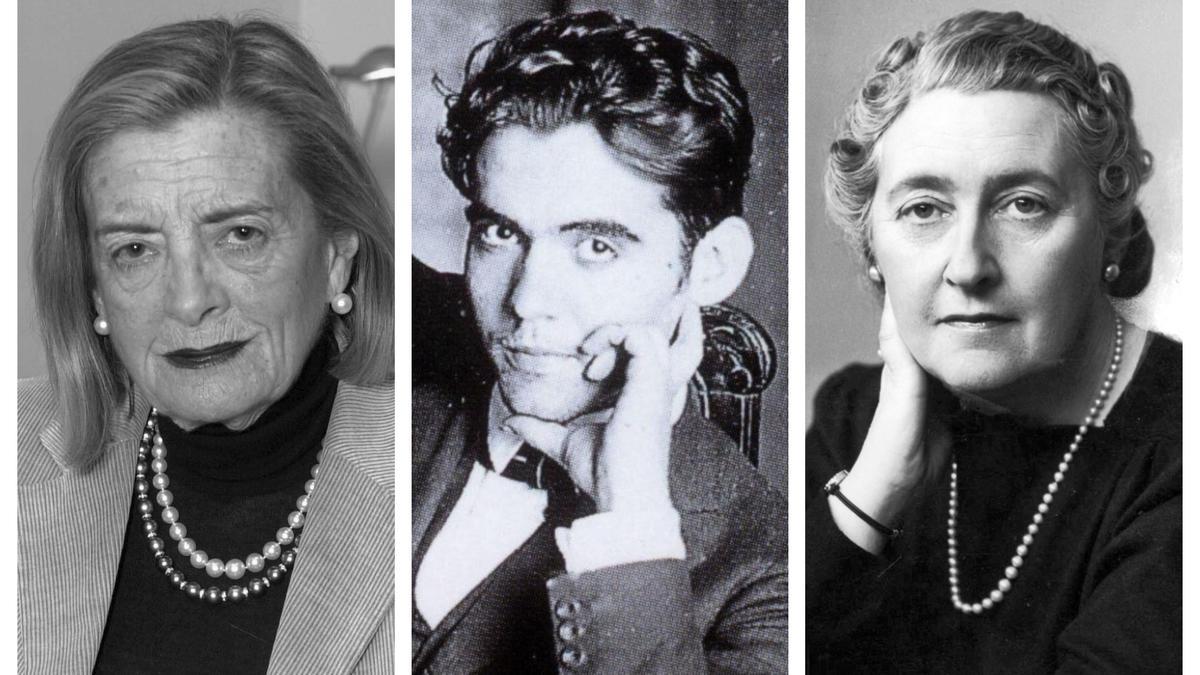 De izquierda a derecha, Josefina Aldecoa, Federico García Lorca y Agatha Christie.