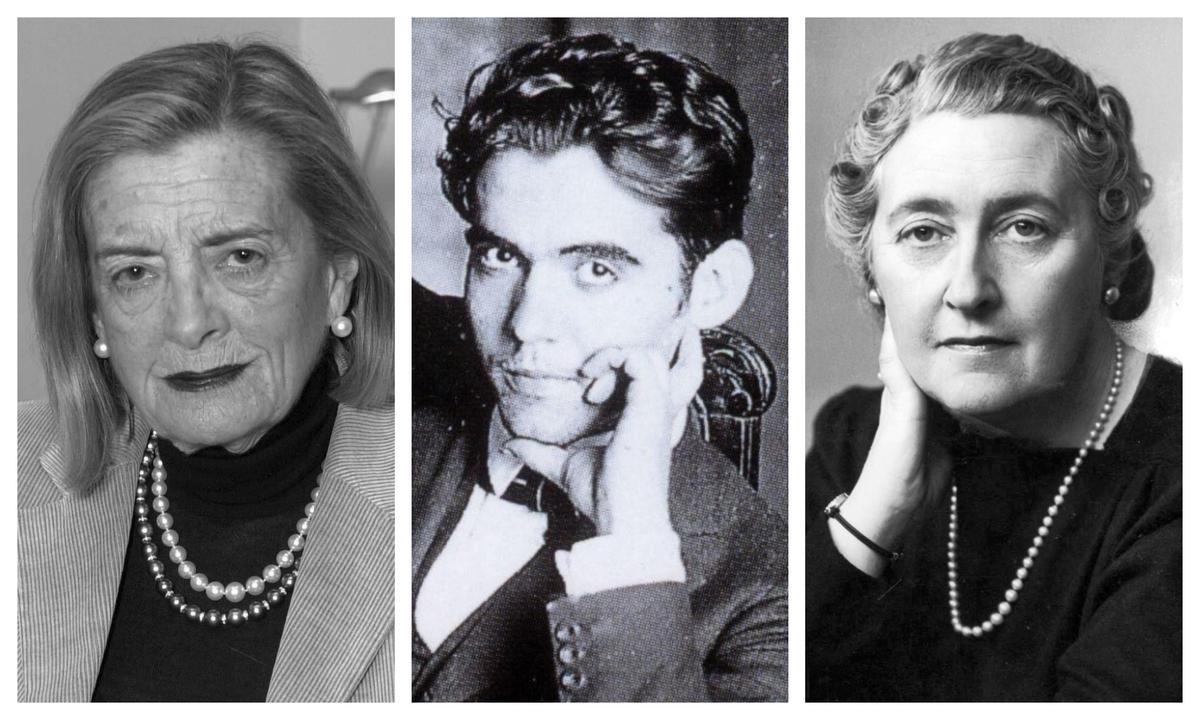 De izquierda a derecha, Josefina Aldecoa, Federico García Lorca y Agatha Christie.