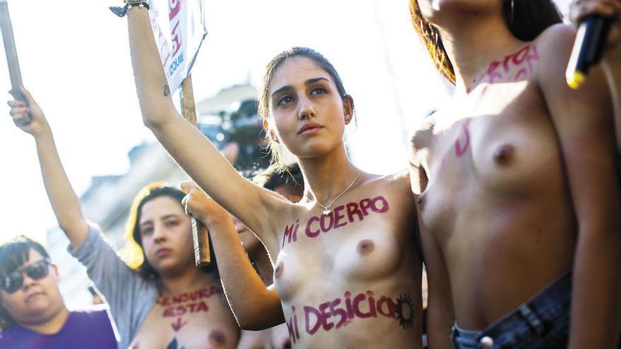 Algunas de las manifestantes bonaerenses.