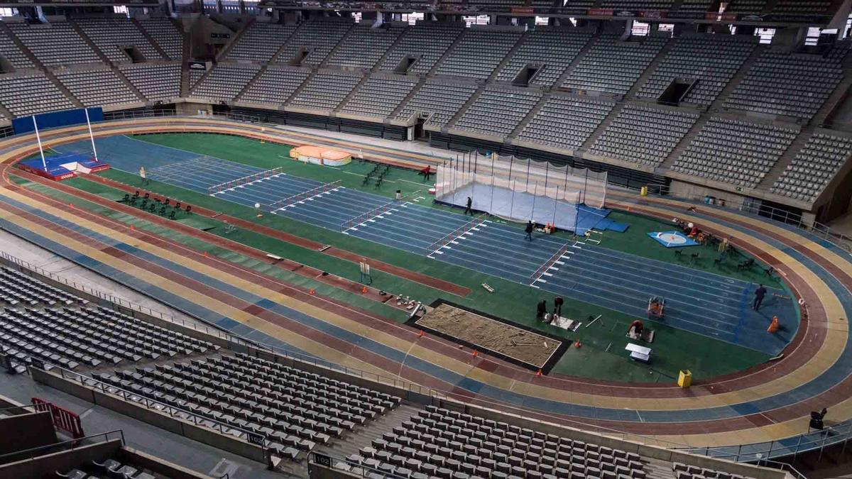 El Palau Sant Jordi, con su flamante pista de atletismo