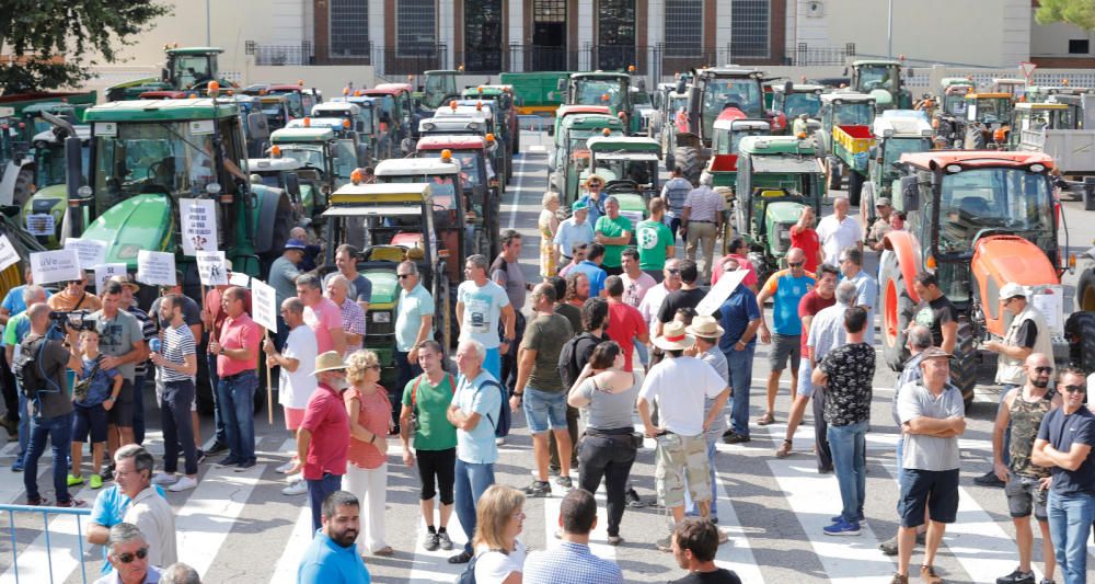 Instante de la tractorada de protesta en Requena.