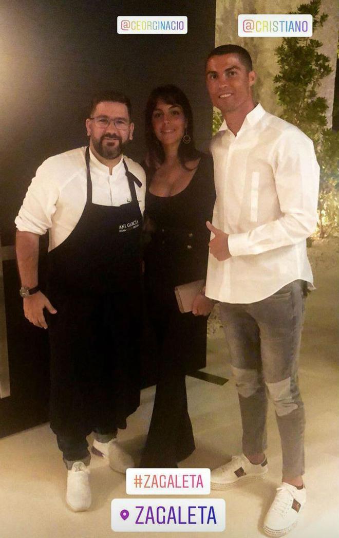 El chef Dani García junto a Georgina Rodríguez y Cristiano Ronaldo