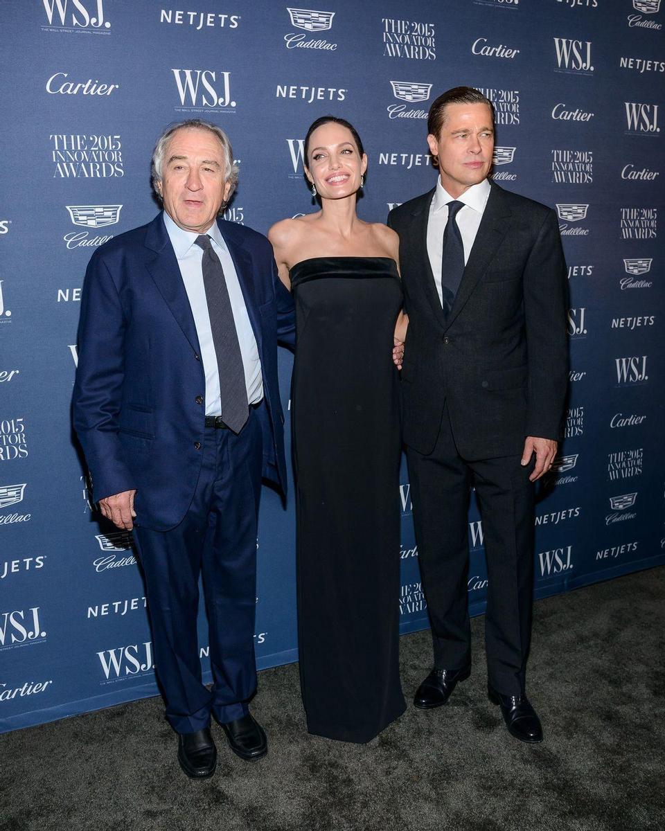 Angelina Jolie y Brad Pitt con Robert De Niro
