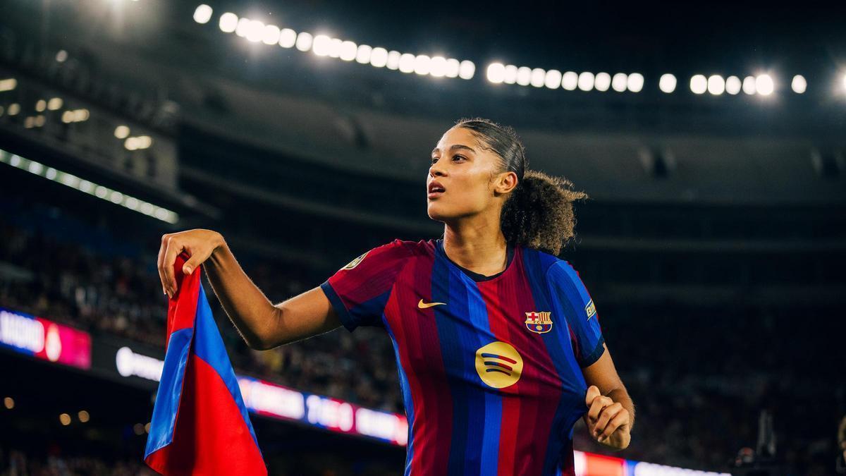 Sydney Schertenleib celebró el gol en el Camp Nou a lo Lamine Yamal