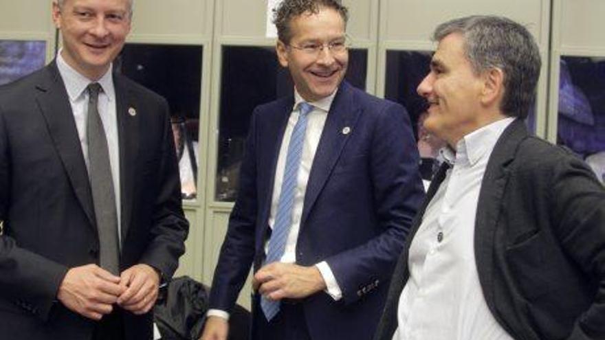 Bruno Le Maire, Jeroen Dijsselbloem i Euclid Tsakalotos, ahir