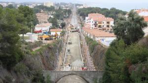 Vista de las obras en el túnel de Roda de Berà.
