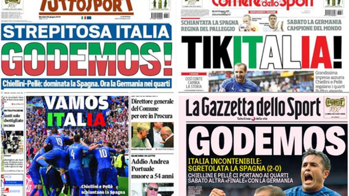 La prensa italiana mostró su orgullo en las portadas