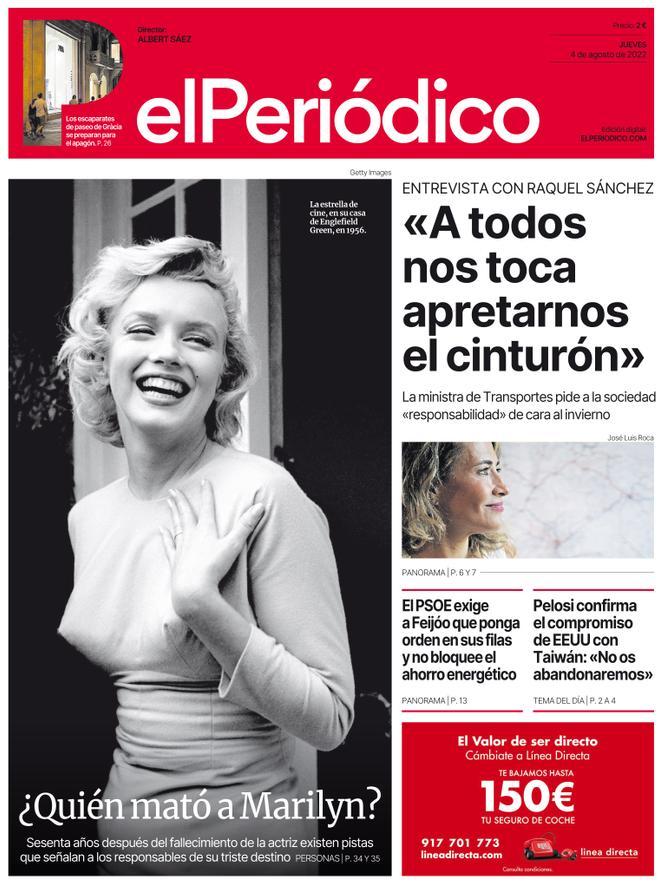 La portada d’EL PERIÓDICO del 4 d’agost del 2022