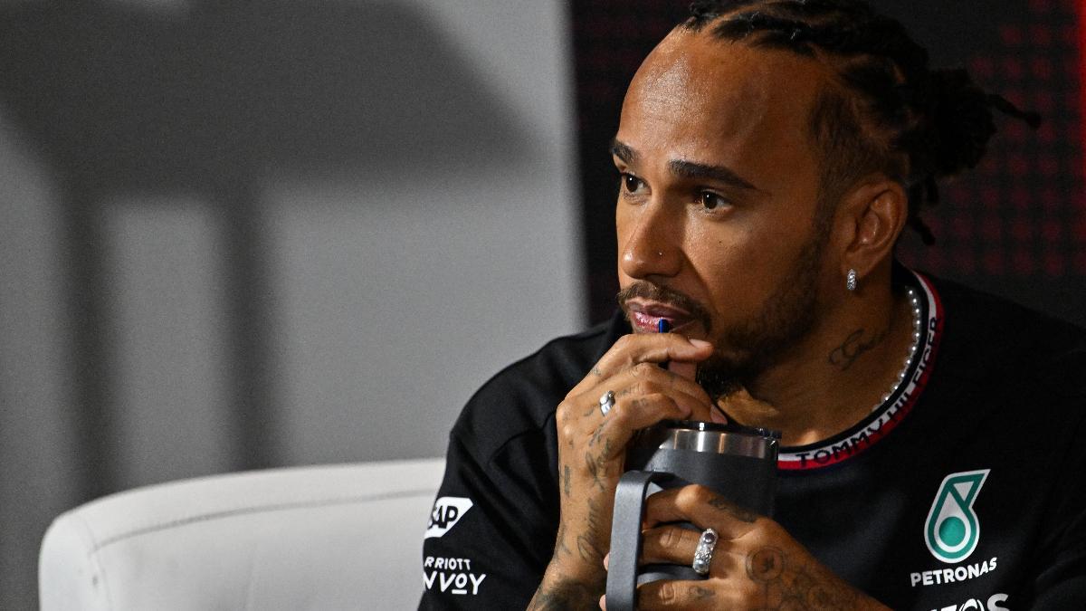 Lewis Hamilton, en la rueda de prensa de Silverstone
