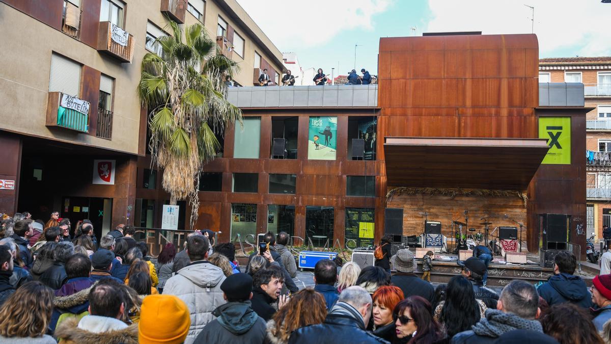 La plaza de Las Armas durante un concierto en su azotea, en enero de 2019.