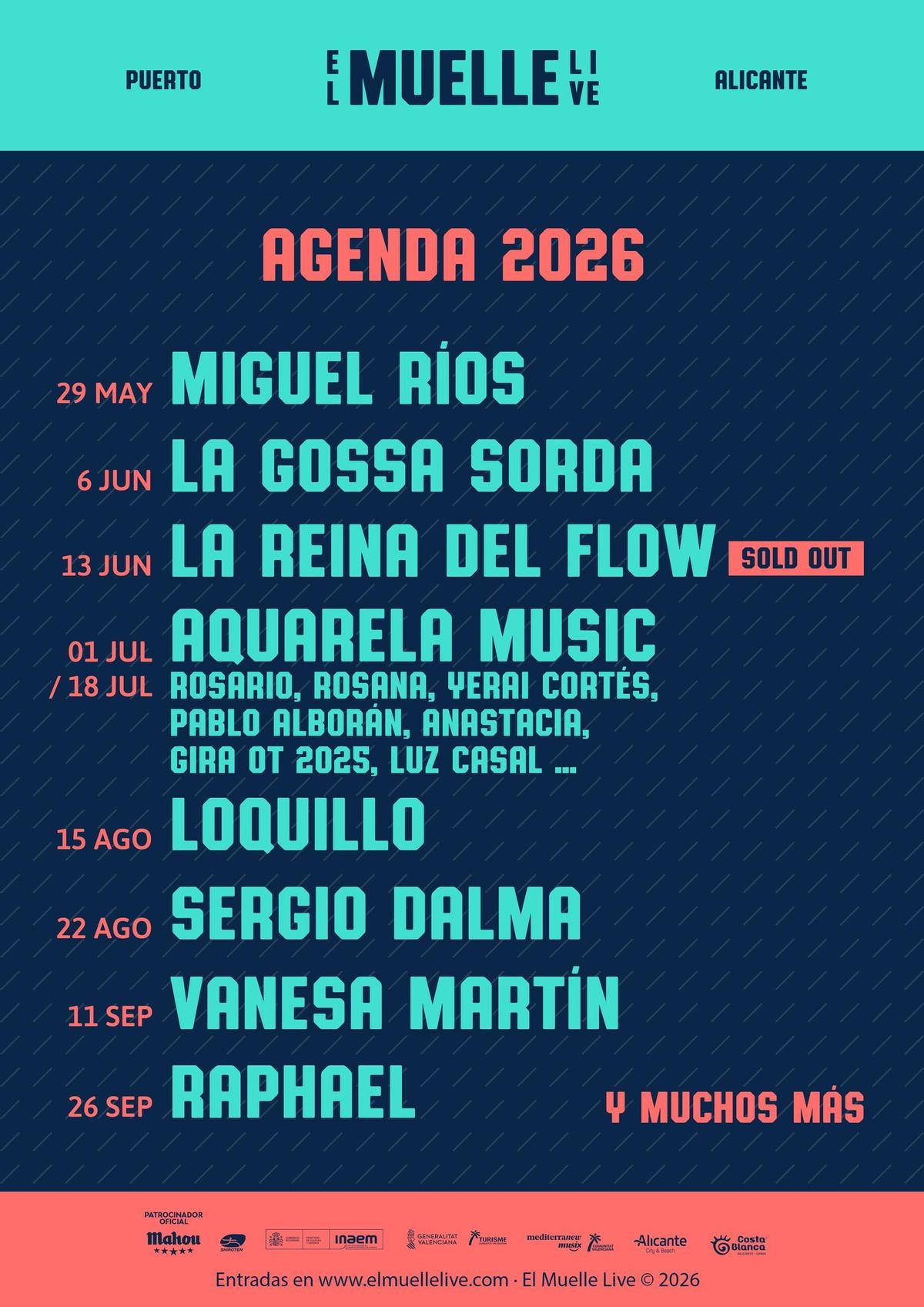 Programación confirmada en El Muelle Live de Alicante