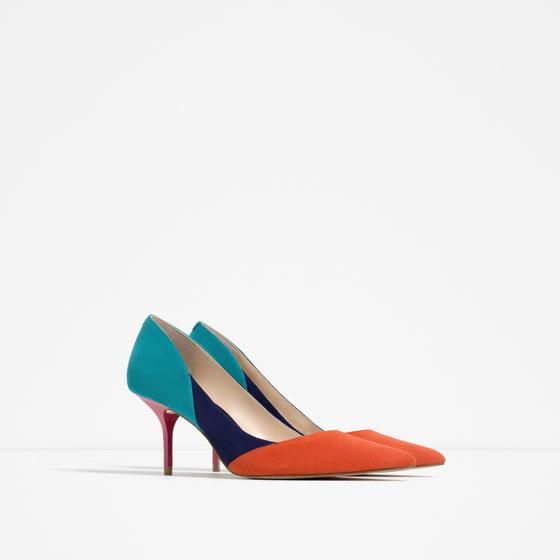 Salón tacón piel combinado, Zara (39,95€)