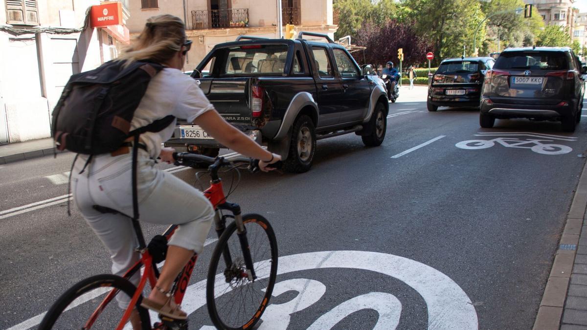Un ciclista circula por una vía señalizada.