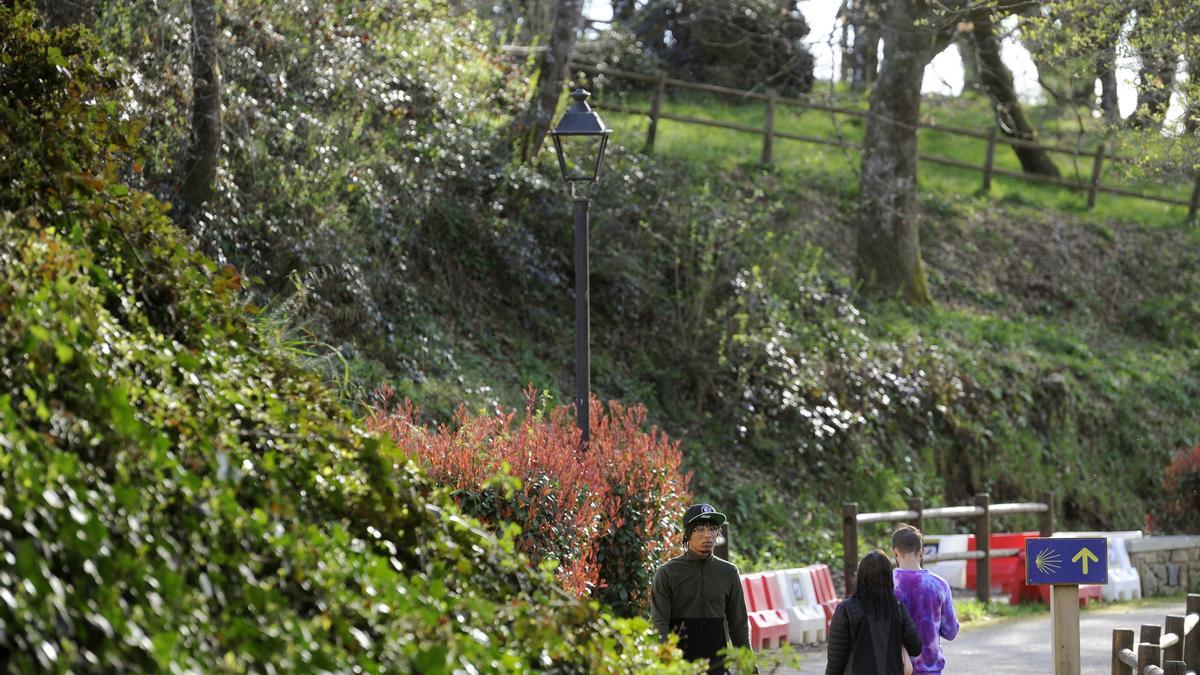 El Paseo do Pontiñas de Lalín con colorido en sus árboles y plantas.