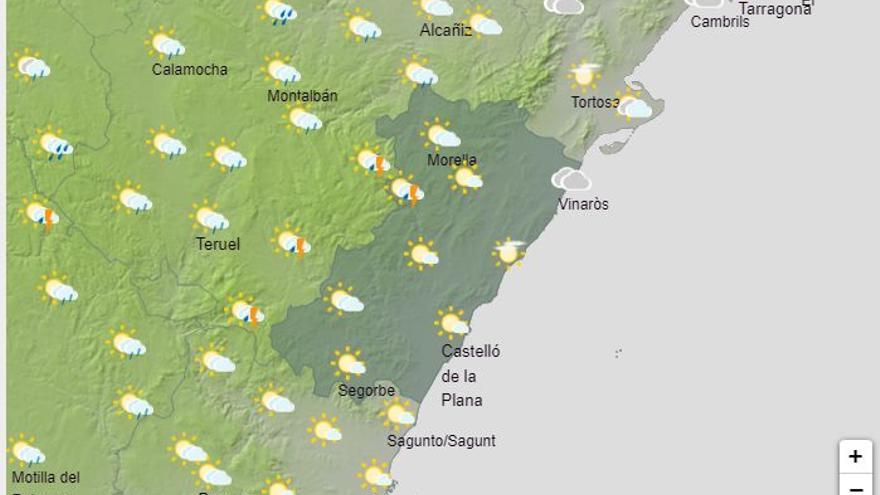 Predicción de Aemet para el domingo entre las 12 y las 18 horas.