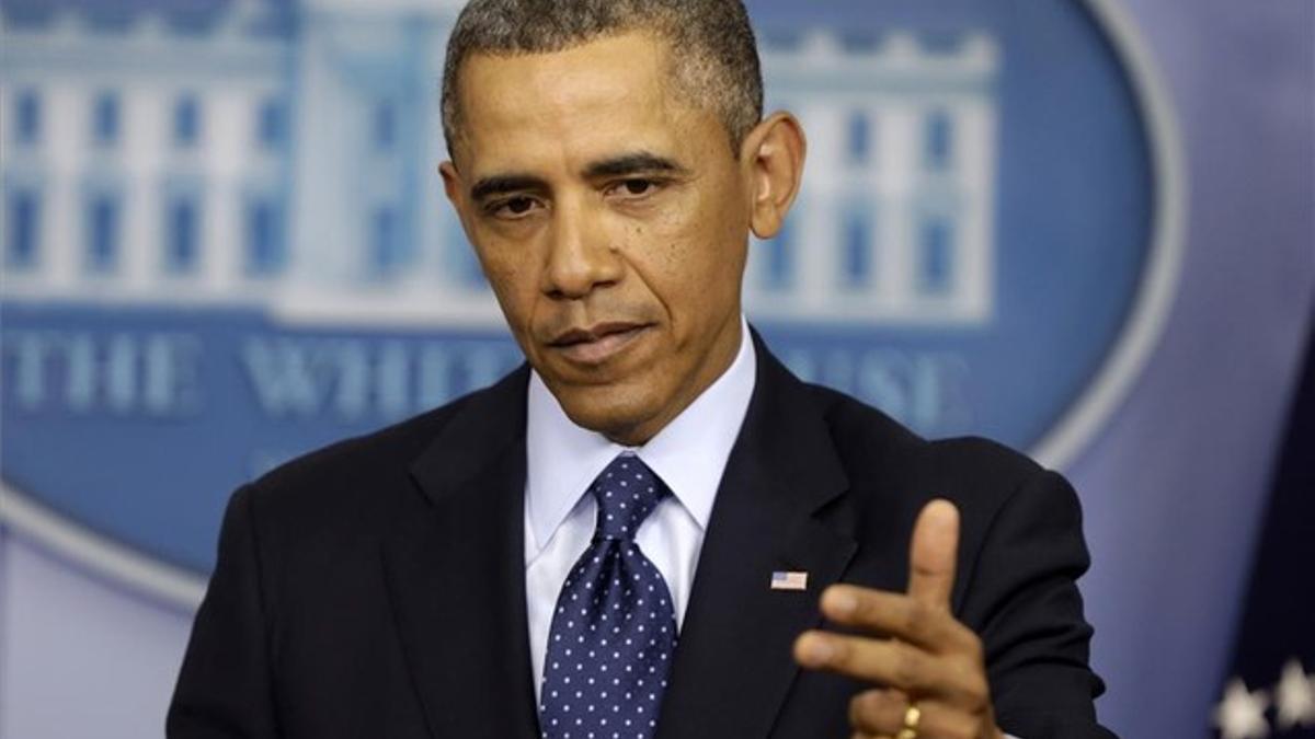 El presidente Obama, en una conferencia de prensa en la Casa Blanca ayer, viernes.