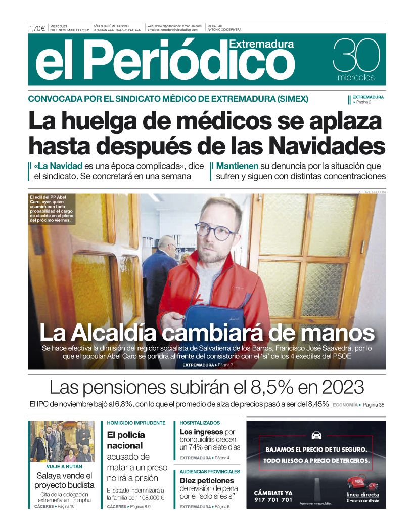 Consulta la portada correspondiente al día 30 de noviembre de 2022