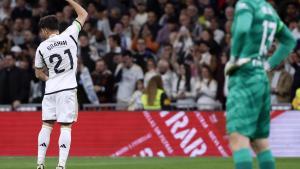 Brahim Díaz, jugador del Real Madrid, celebra su gol ante el Atlético