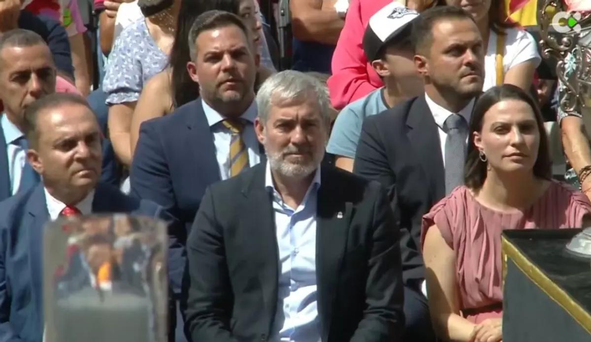 Fernando Clavijo durante el discurso del Obispo de Canarias.