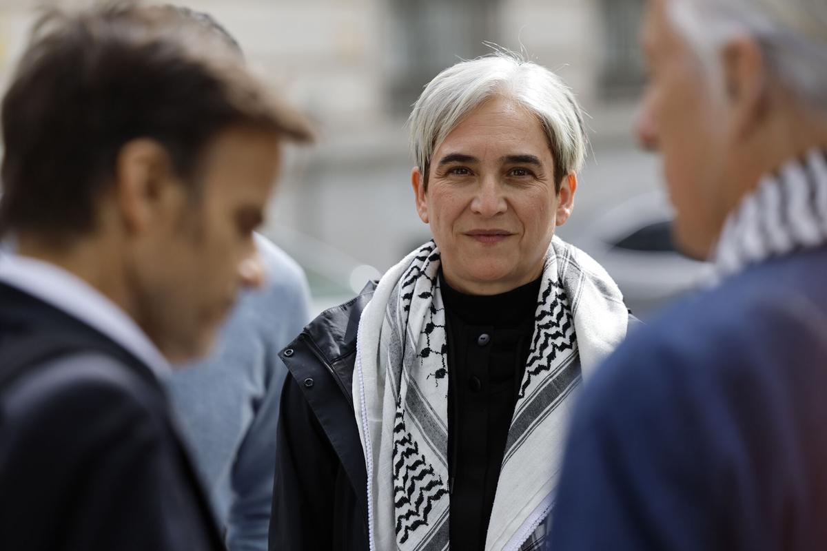 La exalcaldesa de Barcelona Ada Colau, miembro de la Freedom Flotilla, comparece ante los medios en Madrid con motivo de su denuncia al Estado de Israel ante la Fiscalía de la Audiencia Nacional. EFE/ Mariscal