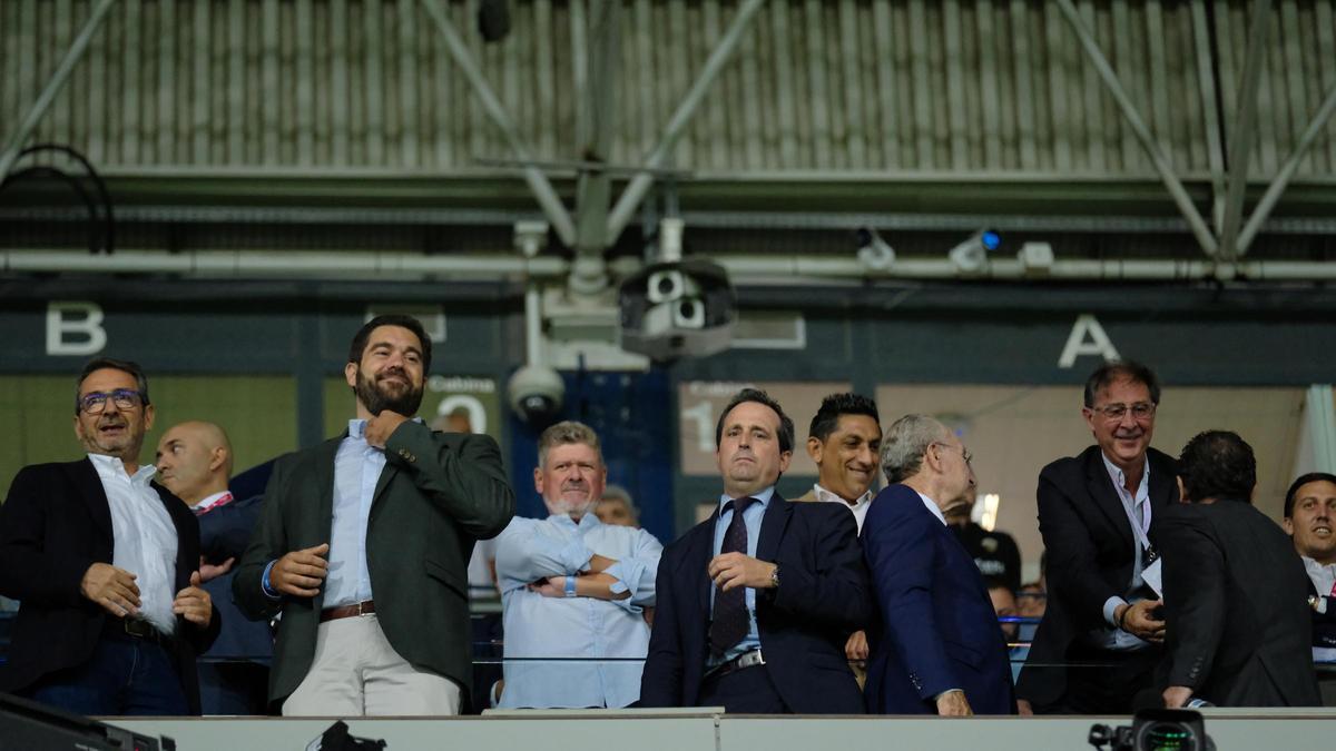 Imagen del palco de La Rosaleda durante un partido de esta temporada.