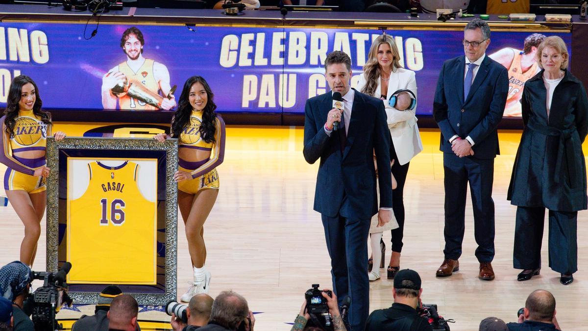 Pau Gasol, durante su homenaje.