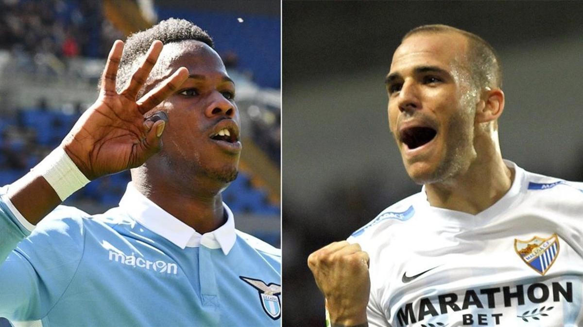 Keita Baldé celebra un gol con el Lazio; Sandro, con el Málaga.