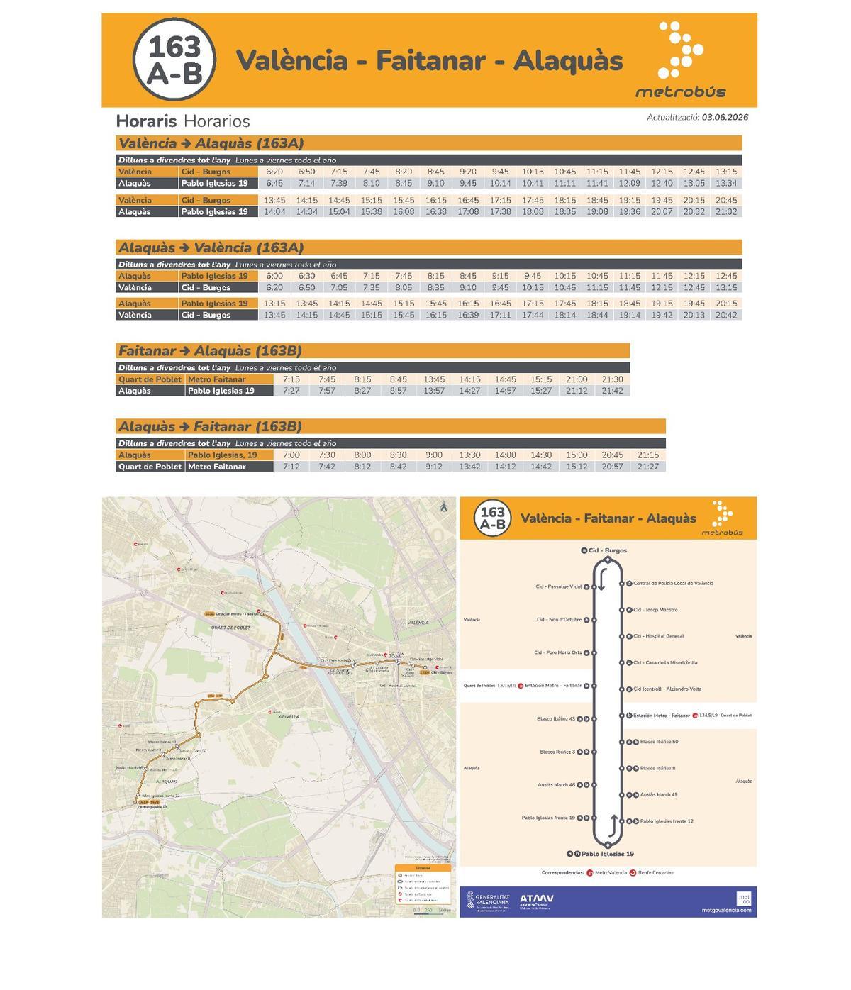 Horarios y recorrido.