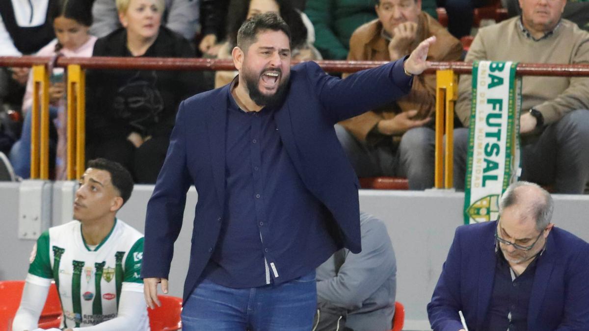 Josan González, en el banquillo del Córdoba Futsal.