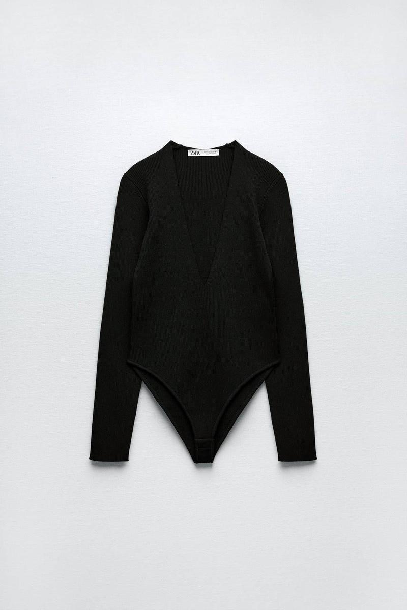 Body de manga larga en negro de Zara