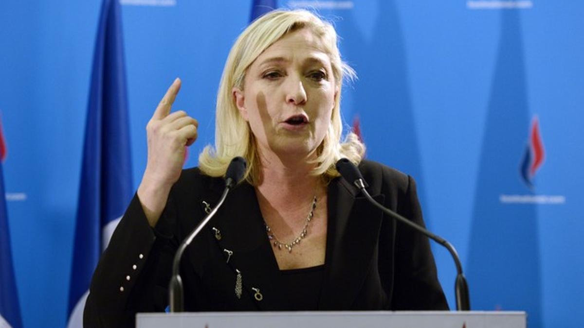 La dirigente del Frente Nacional, Marine Le Pen, durante un mitin, el pasado 2 de marzo en París.