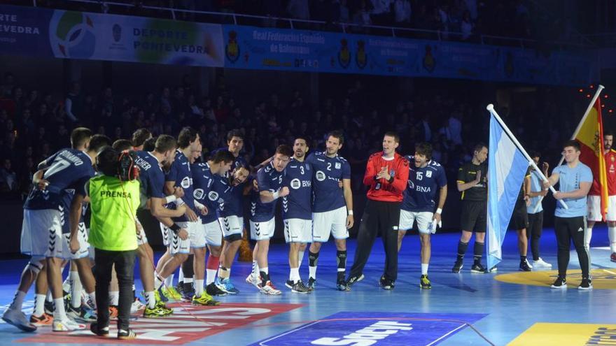 La selección de Argentina, durante uno de los partidos disputados en Pontevedra. // G. Santos