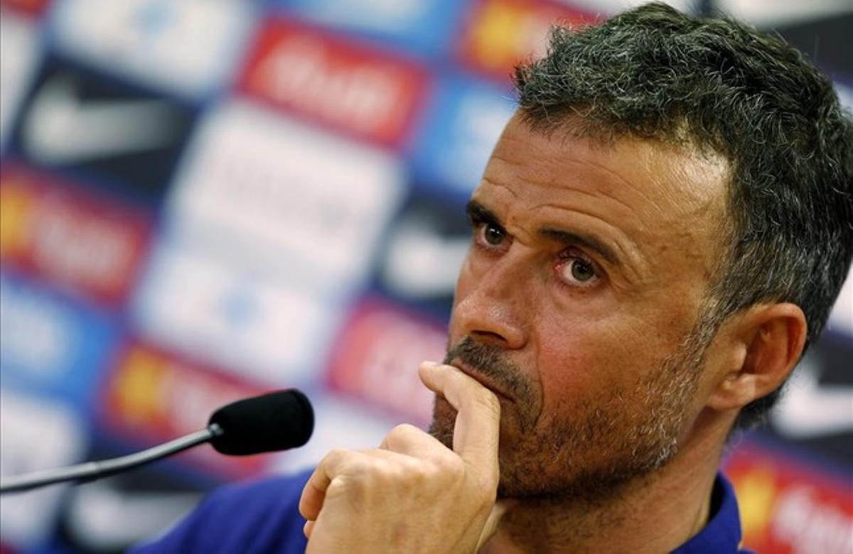 Luis Enrique, en la sala de prensa de la ciudad deportiva.