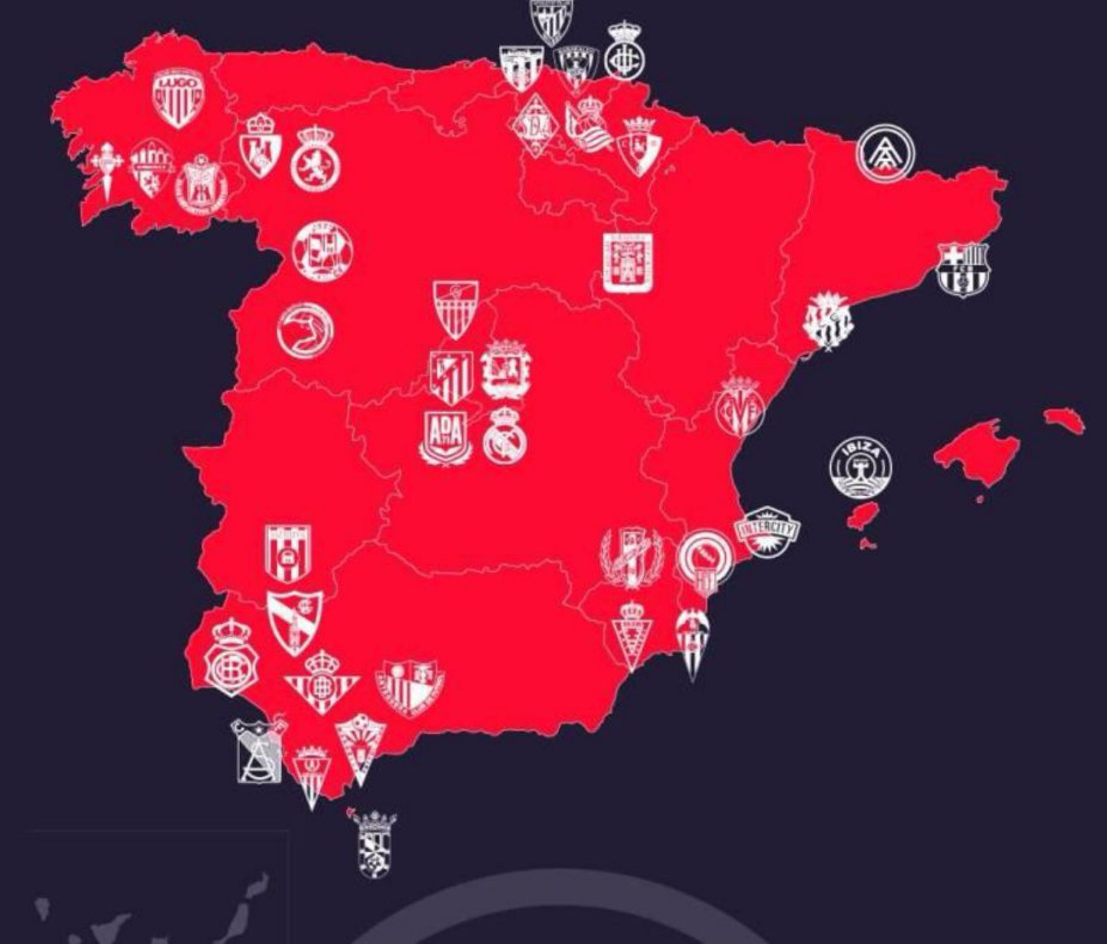 Imagen de los equipos distribuidos en el mapa nacional.  | RFEF