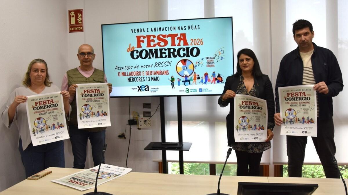 Beatriz López, por la izquierda, con Jorge López, Ana Belén Paz y Ramón Cordido en la presentación de la fiesta