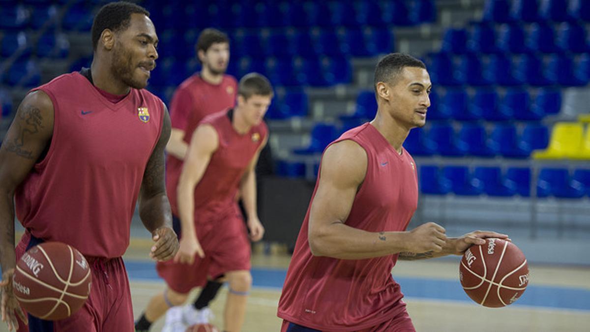 Deshaun Thomas (izquierda) junto a Edwin Jackson, la gran novedad de los azulgranas para recibir al Madrid