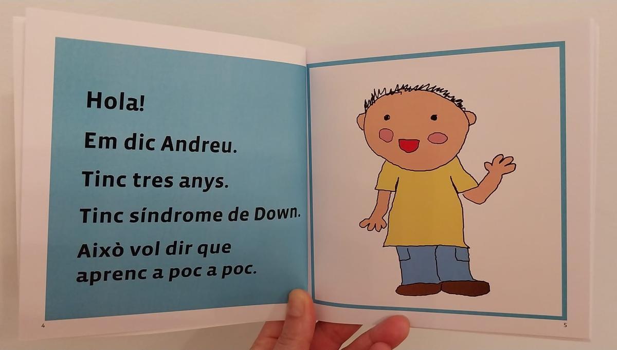 Una de las páginas del cuento infantil 'Andreu aprende poquito a poco'.