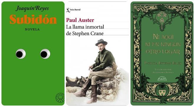 'Subidón' (Joaquín Reyes), 'La llama inmortal de Stephen Crane' (Paul Auster) y 'Ni aquí ni en ningún otro lugar' (Patricia Esteban Erlés), tres de las novedades de la Feria del Libro de Madrid