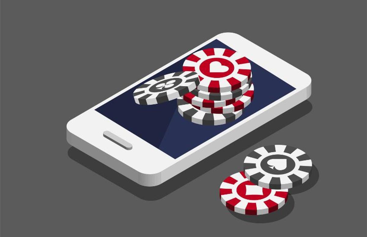 Ilustración de fichas de casino en un móvil