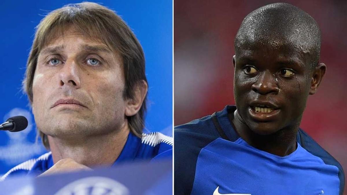 Antonio Conte y N'Golo Kanté analizan la previa del FC Barcelona - Chelsea de este miércoles en el Camp Nou