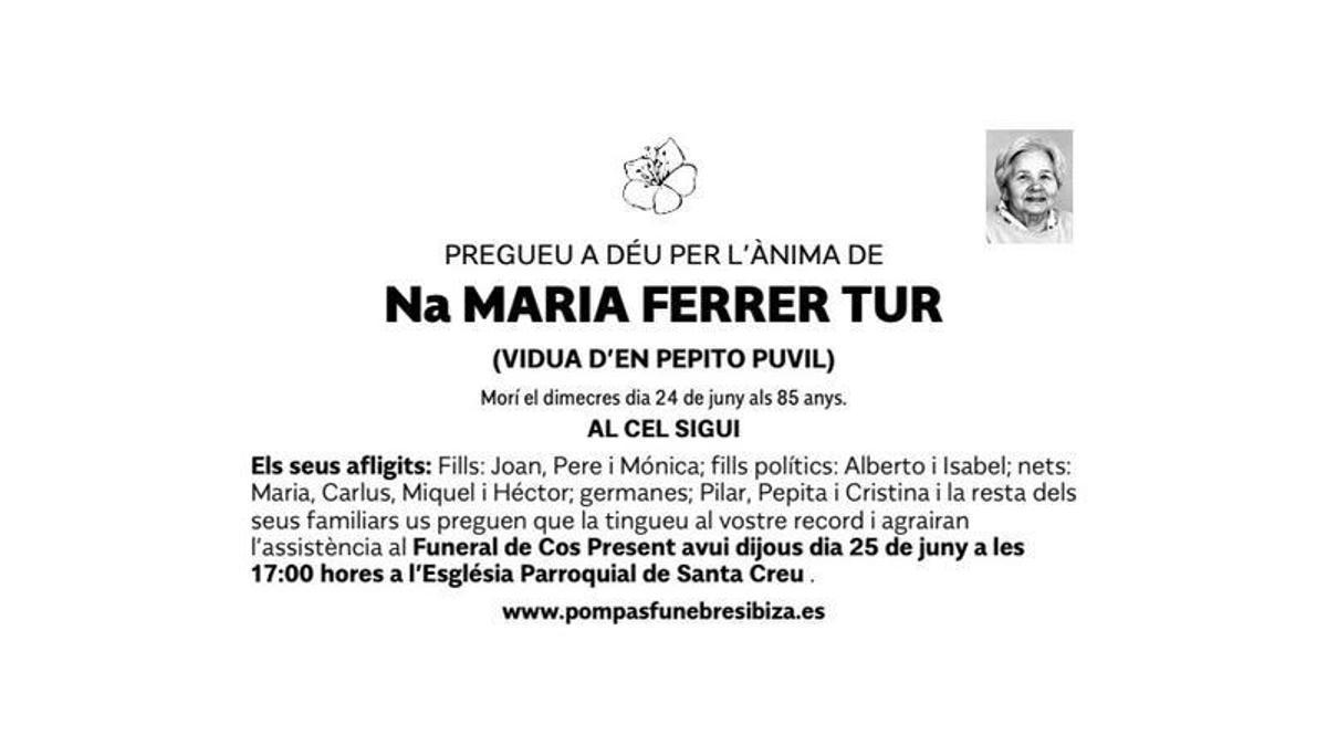 Esquela Maria Ferrer Tur