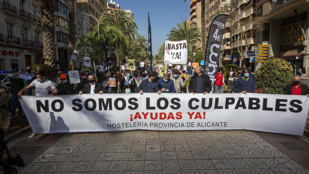 Protesta de la hostelería en Alicante el pasado febrero