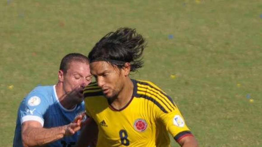 Abel Aguilar, anteayer en Barranquilla frente a Uruguay. / heraldo