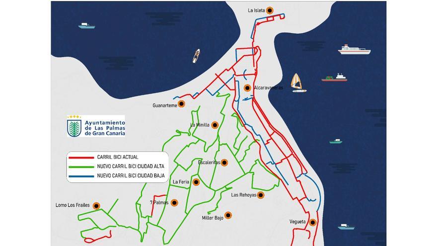 Ciudad Alta y Tamaraceite tendrán 32 kilómetros de carriles bici